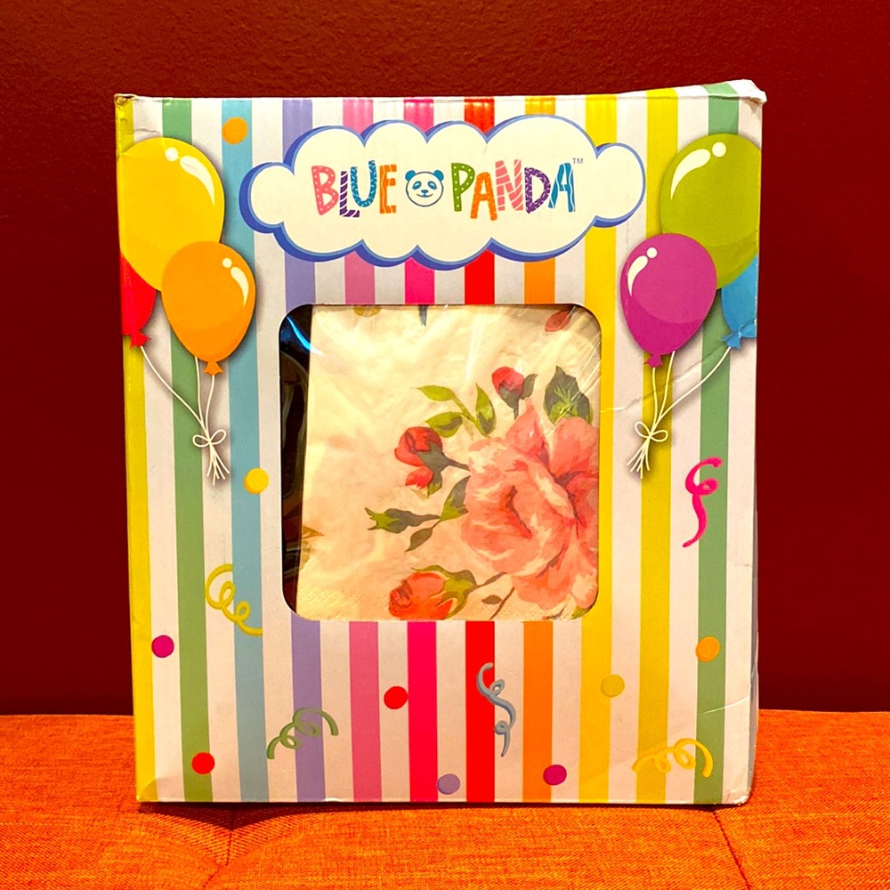 Blue Panda Pink Floral Party Set